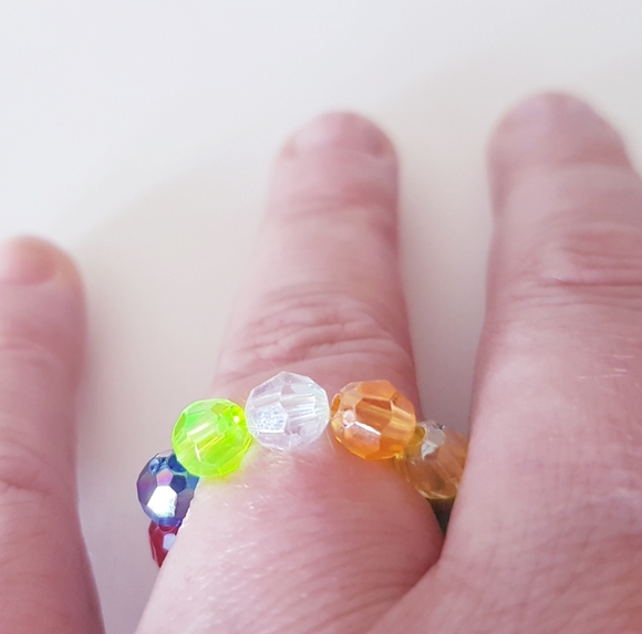 Bejeweled Ring Multi Colored Beads  Handmade Jewelry s8-9 - Picture 3 of 14